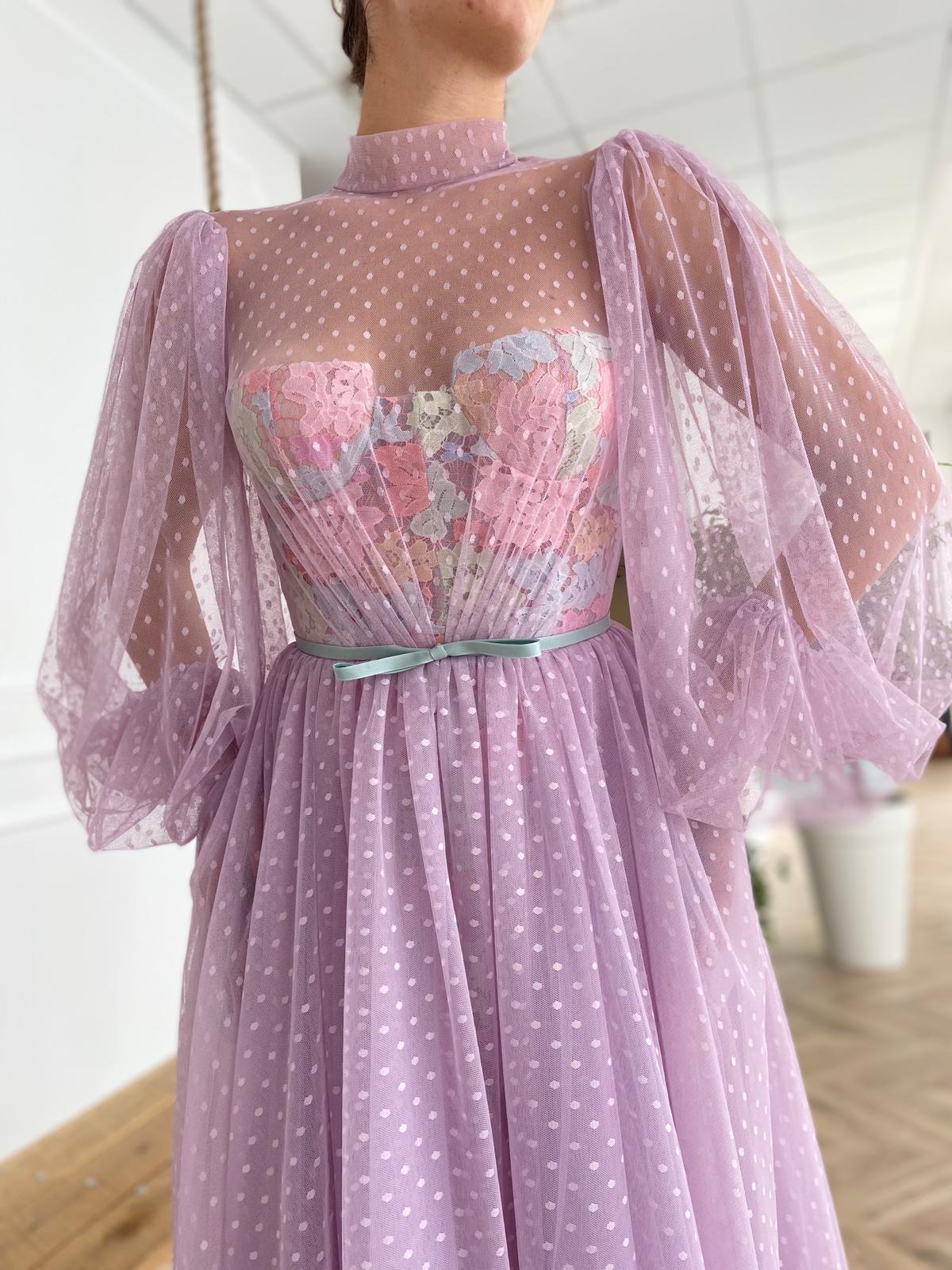 Lilac Dotted Dress - Image 4