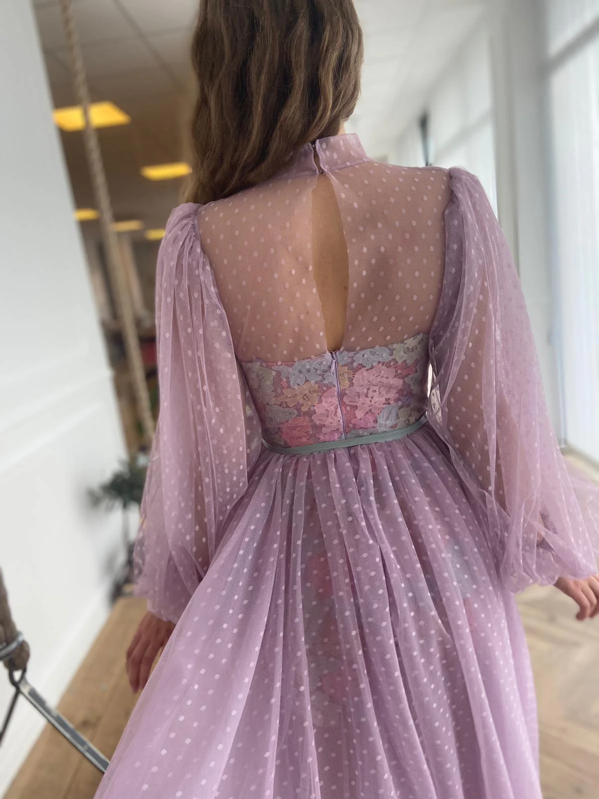 Lilac Dotted Dress - Image 5