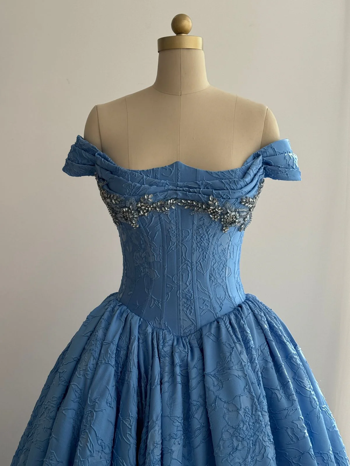 Marine Brocade Gown - Image 2