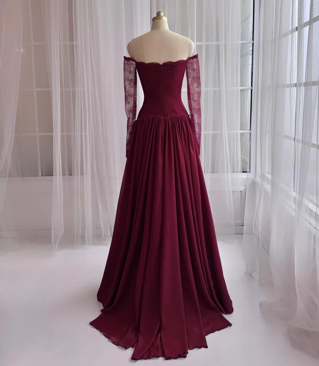 Maroon Dantelle Gown - Image 4