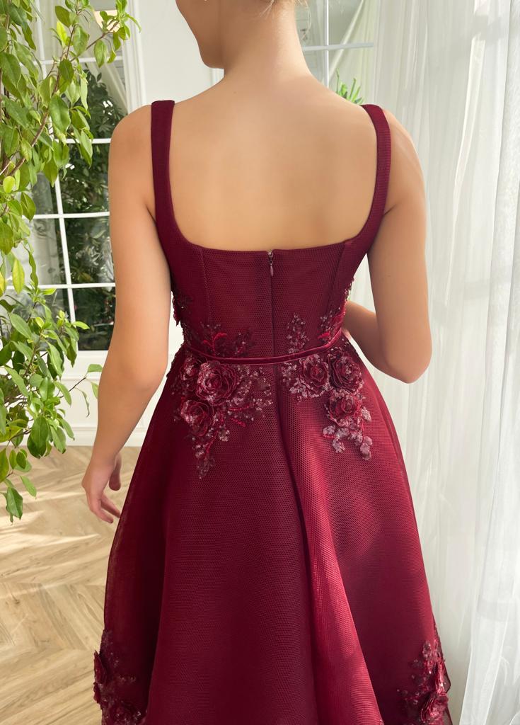 Maroon Promenade Midi Dress - Image 6