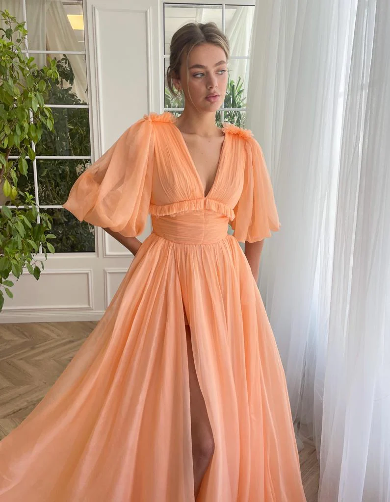 Melon Oasis Draped Gown - Image 3