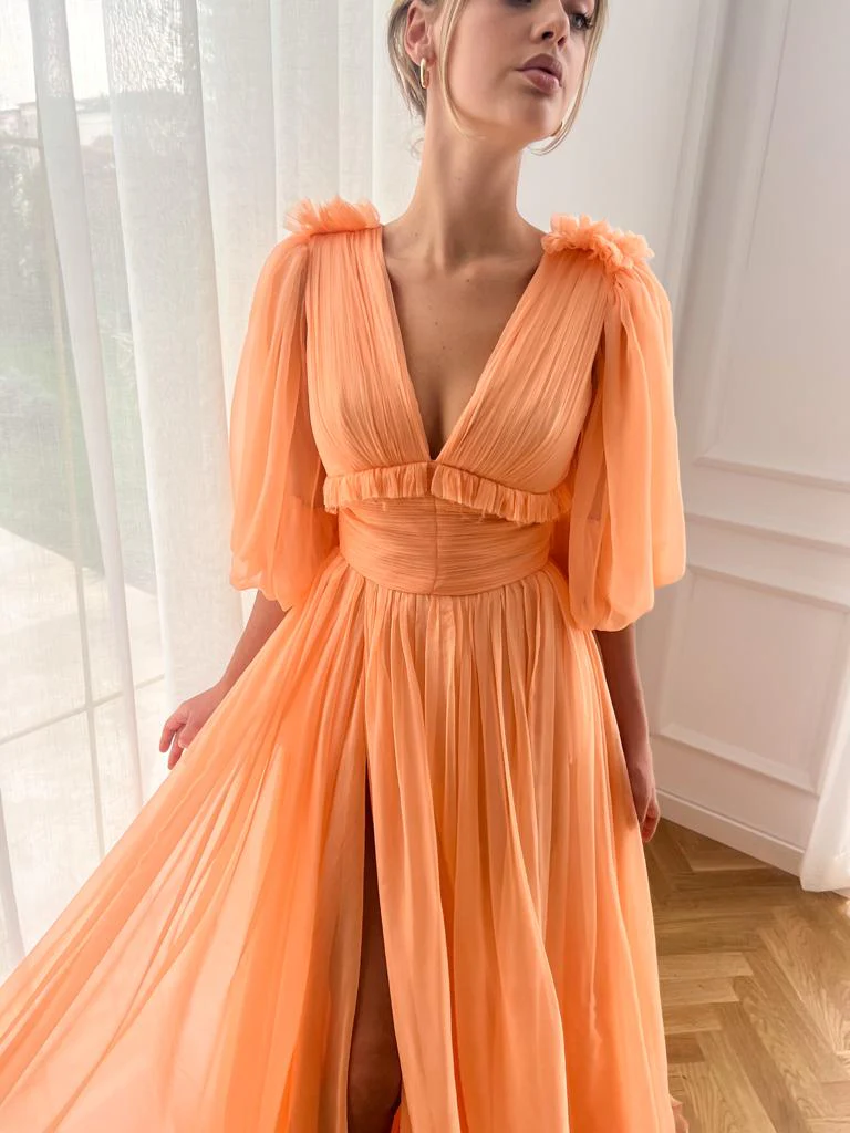 Melon Oasis Draped Gown - Image 5