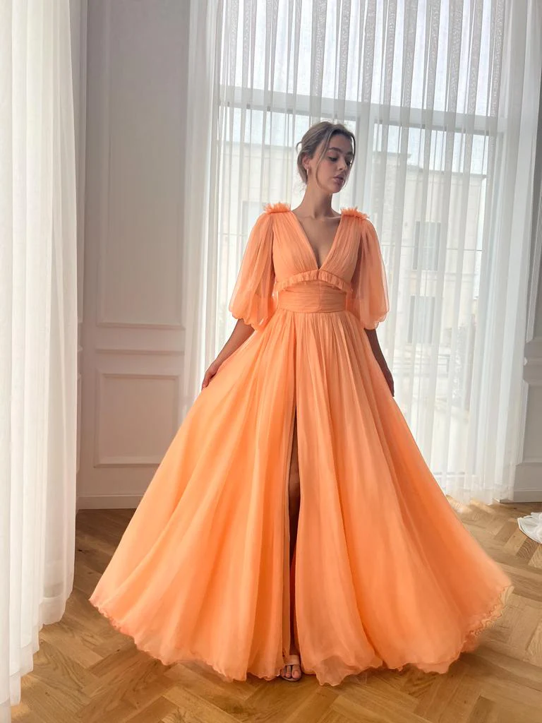 Melon Oasis Draped Gown - Image 6