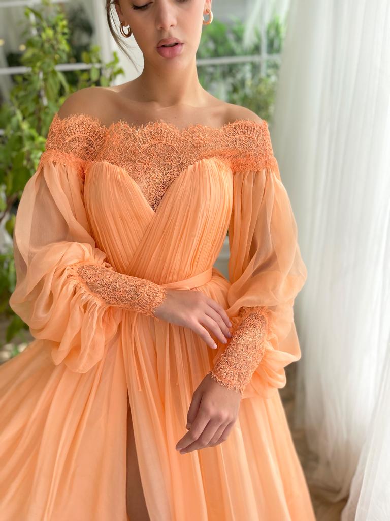 Melon Oasis Off-Shoulder Gown - Image 2