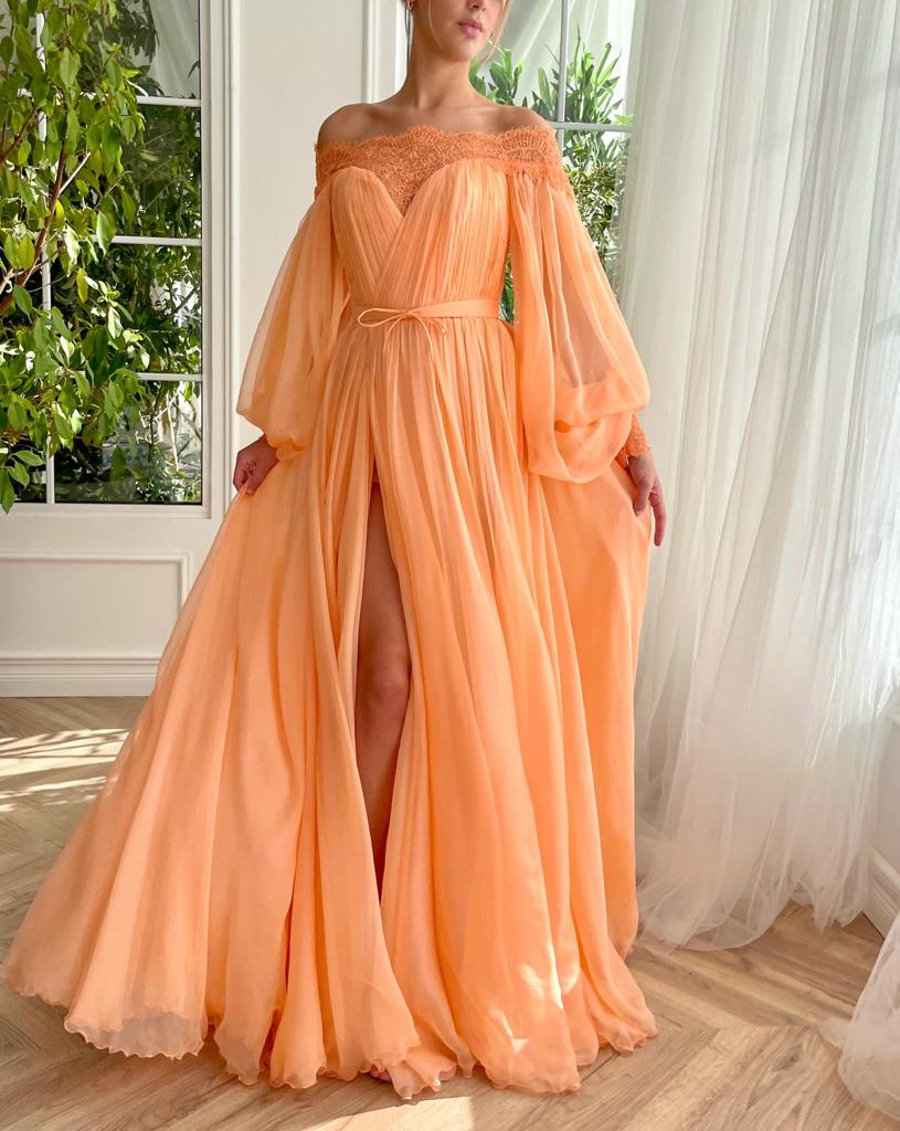 Melon Oasis Off-Shoulder Gown - Image 3