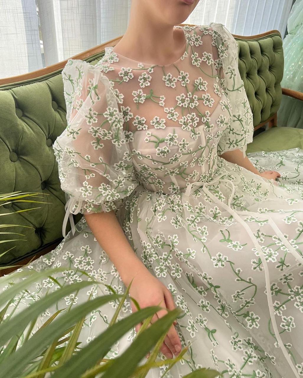 Mint Camelia Puff Sleeve Dress - Image 6
