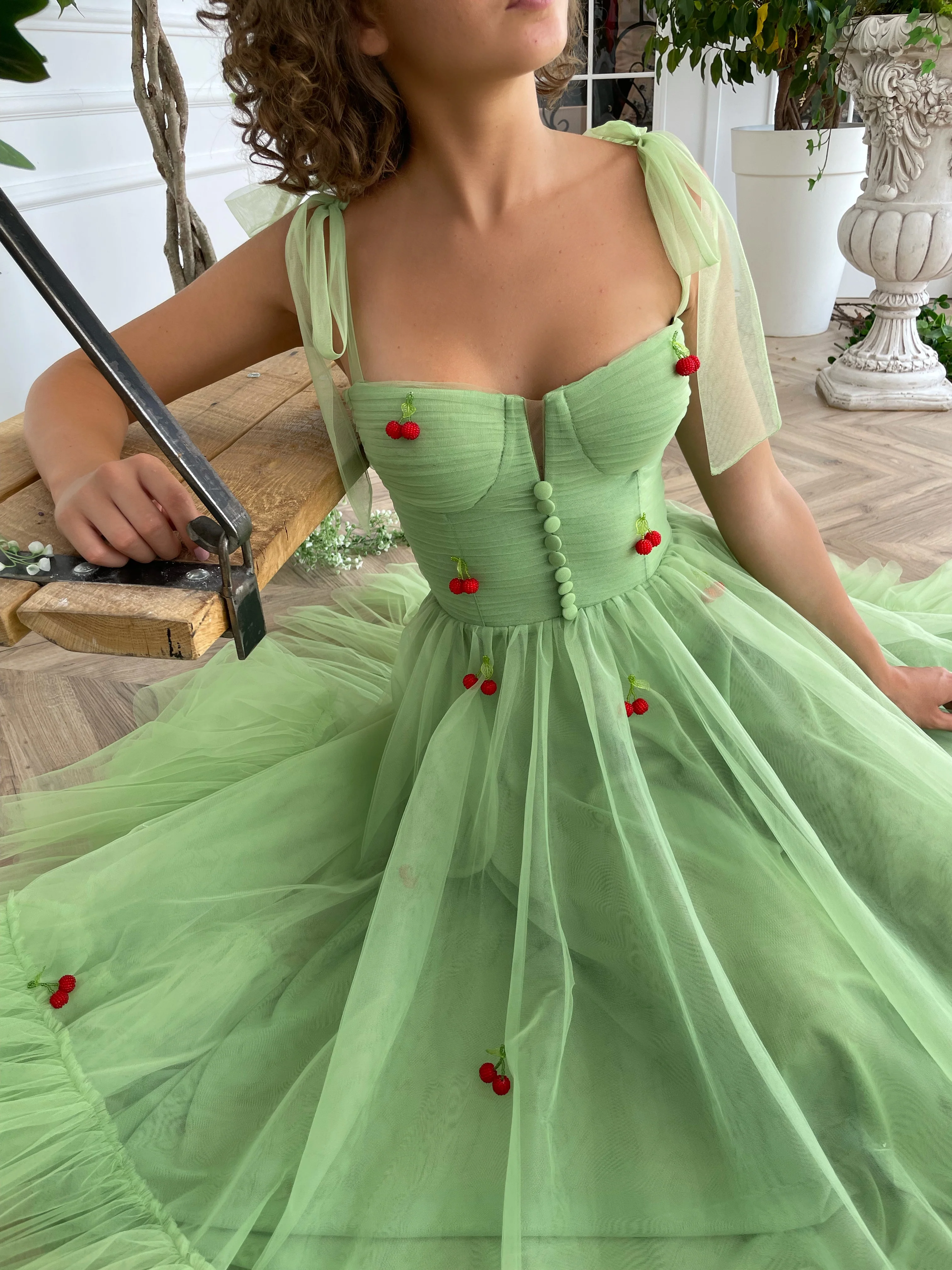 Mint Cherry Dress - Image 2