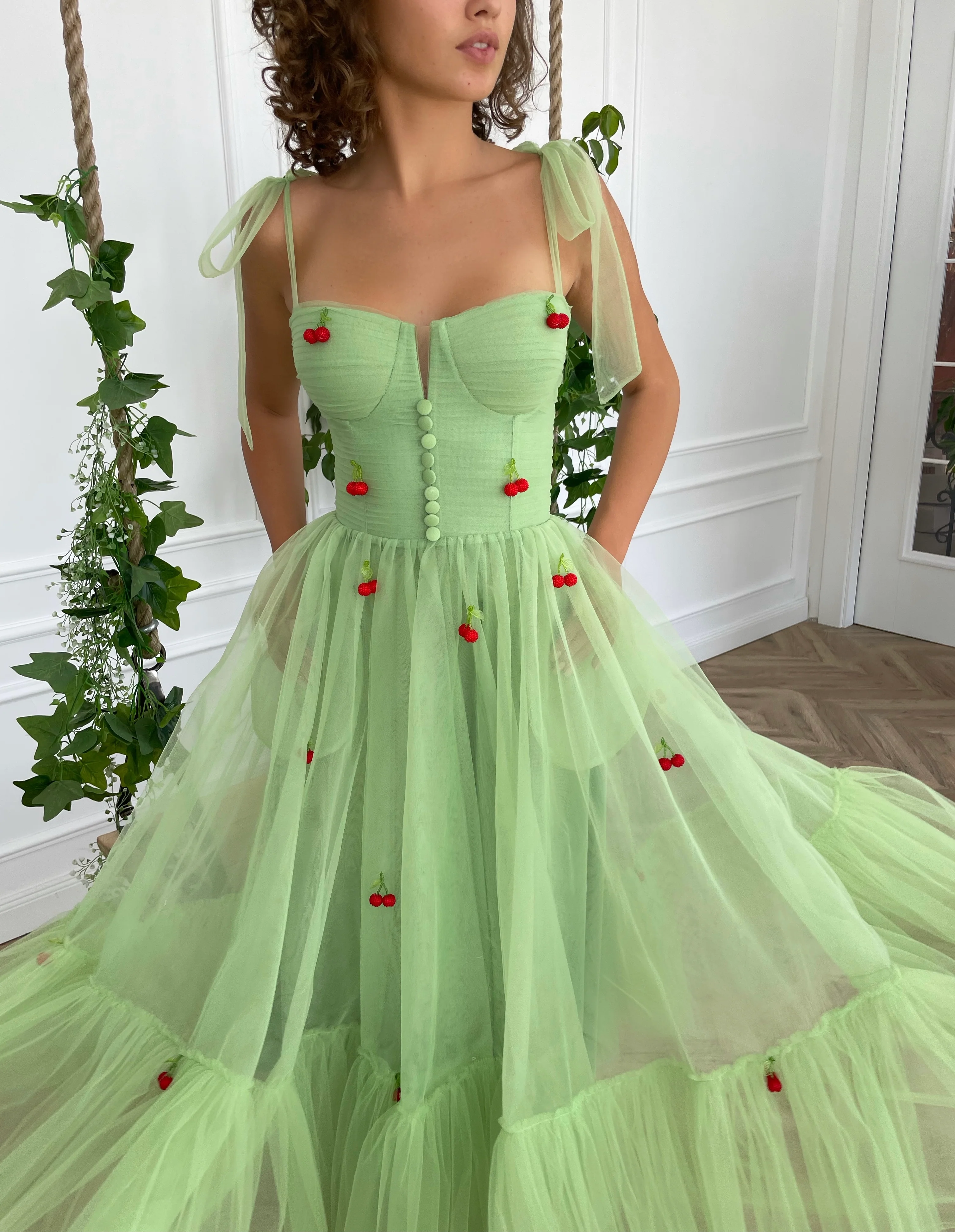 Mint Cherry Dress - Image 3