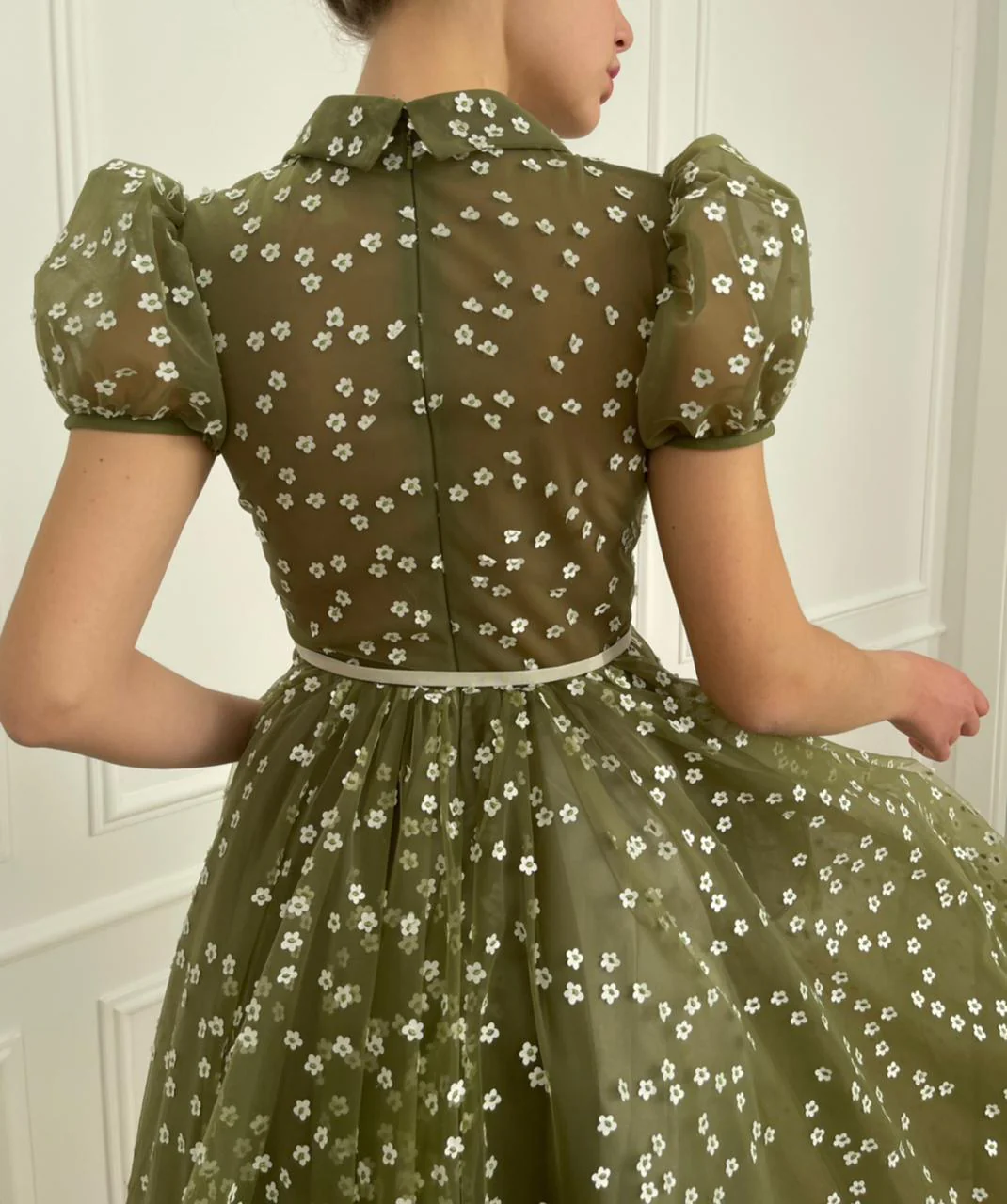 Olive Flowery Dress - Image 5
