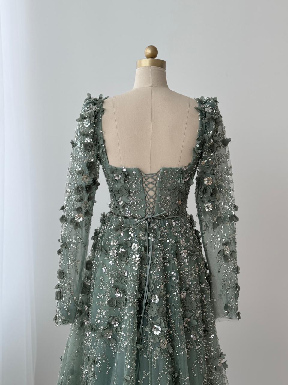 Olive Spring Corset Gown - Image 3