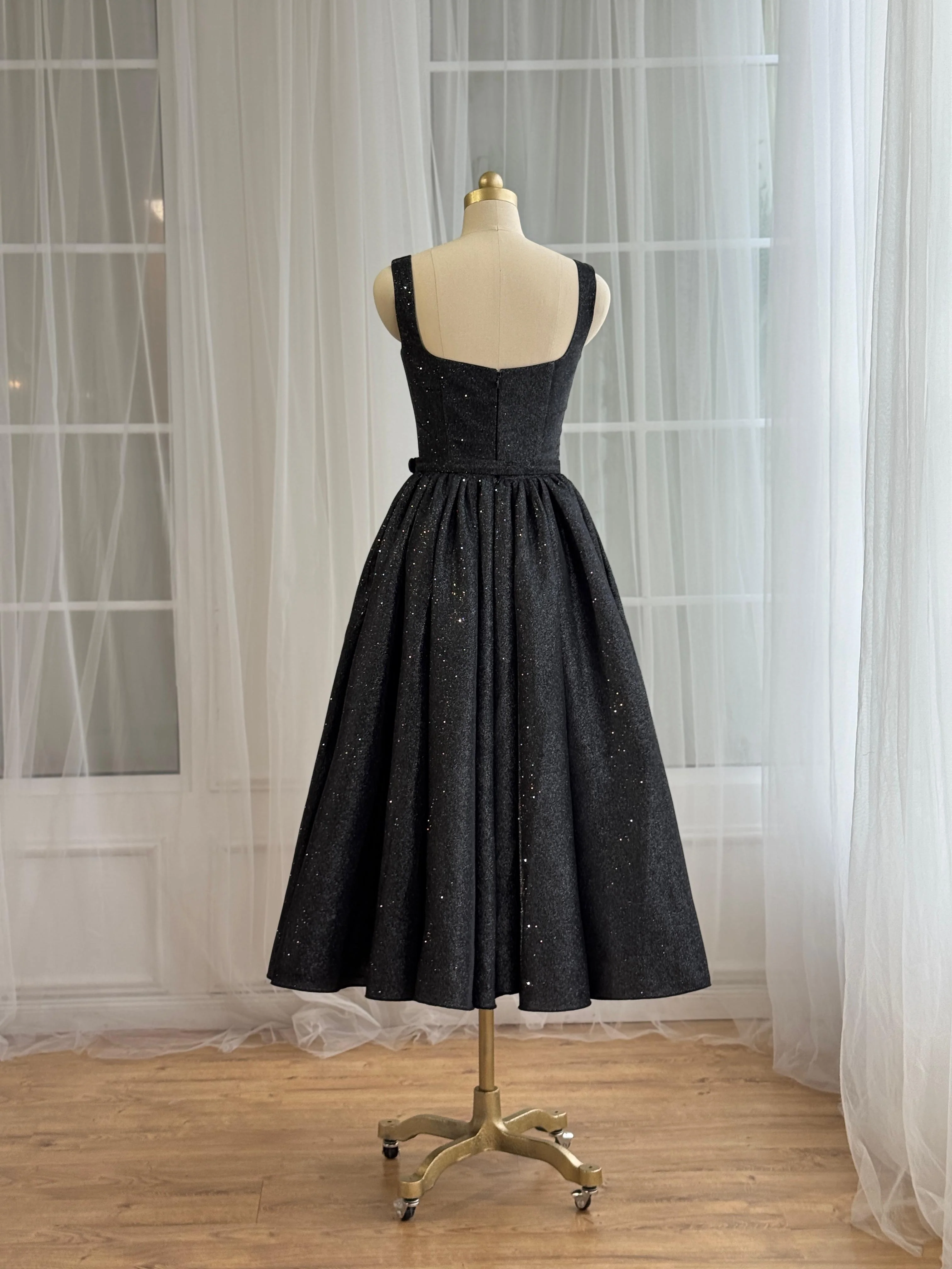 Onyx Shimmer Midi Dress - Image 4