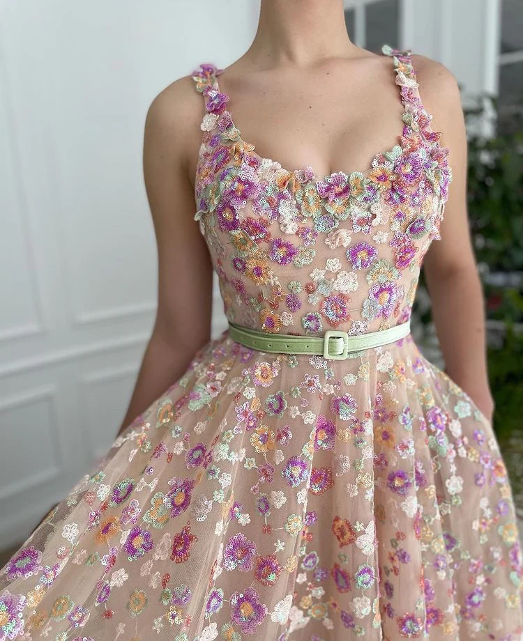 Opalescent Floral Sequined Gown - Image 2