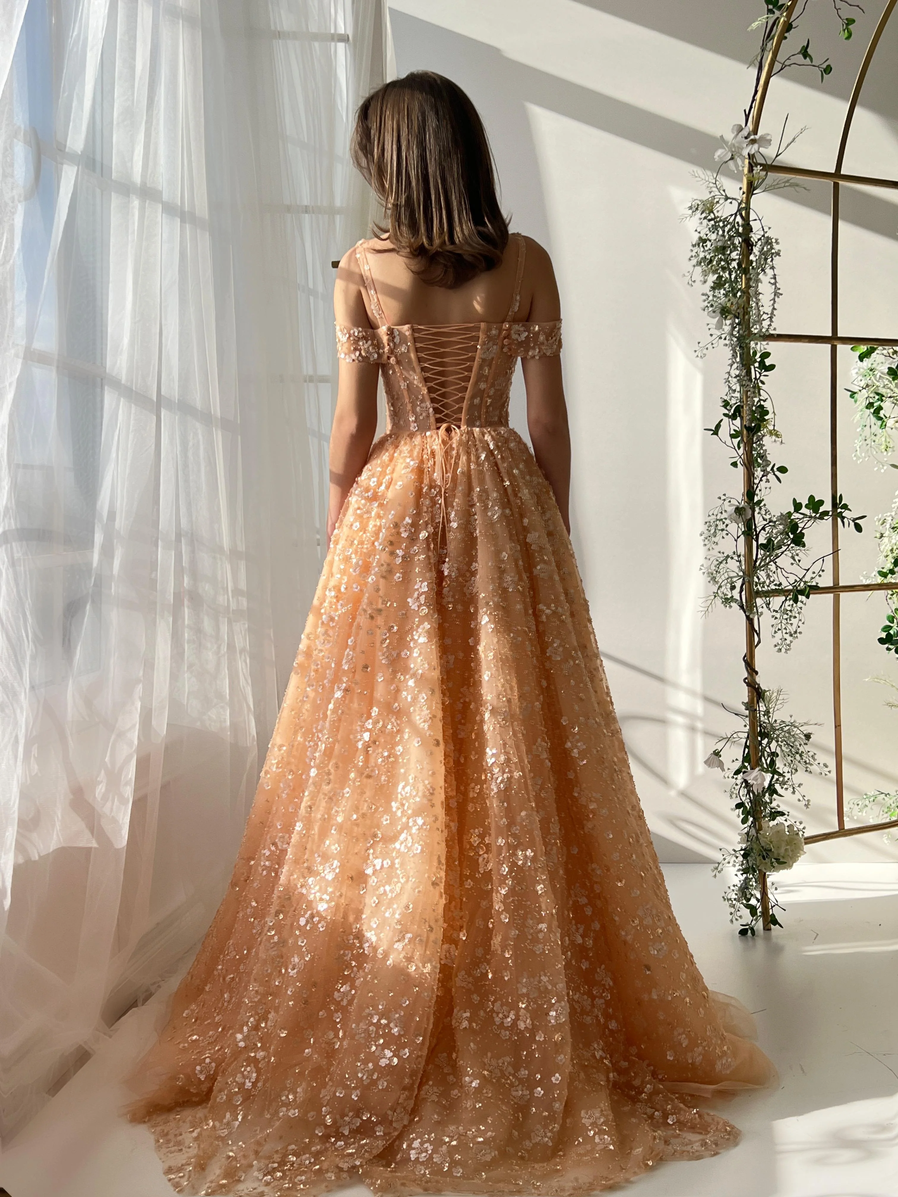 Peachy Floral Ball Gown - Image 3
