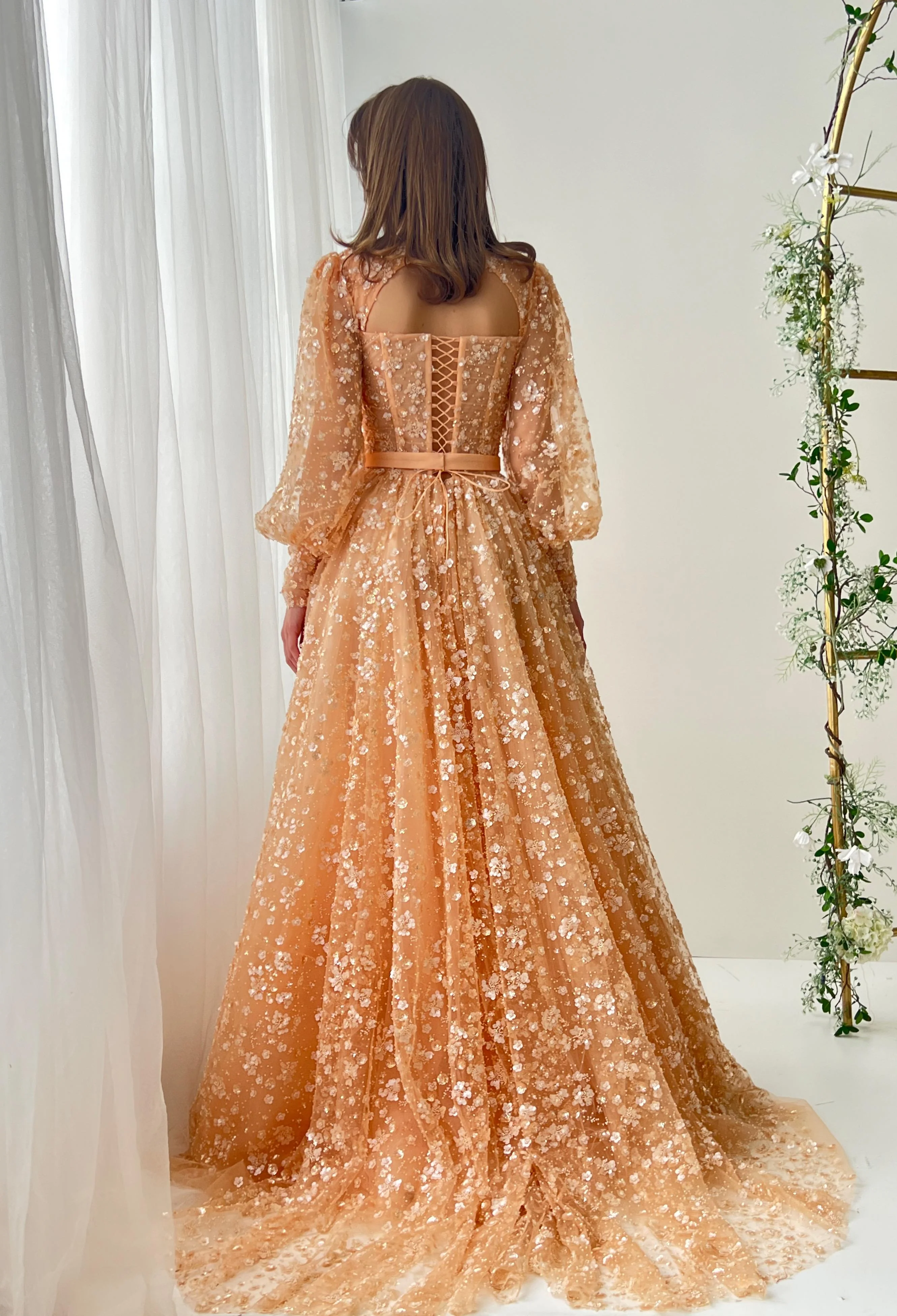 Peachy Floral Gown - Image 3