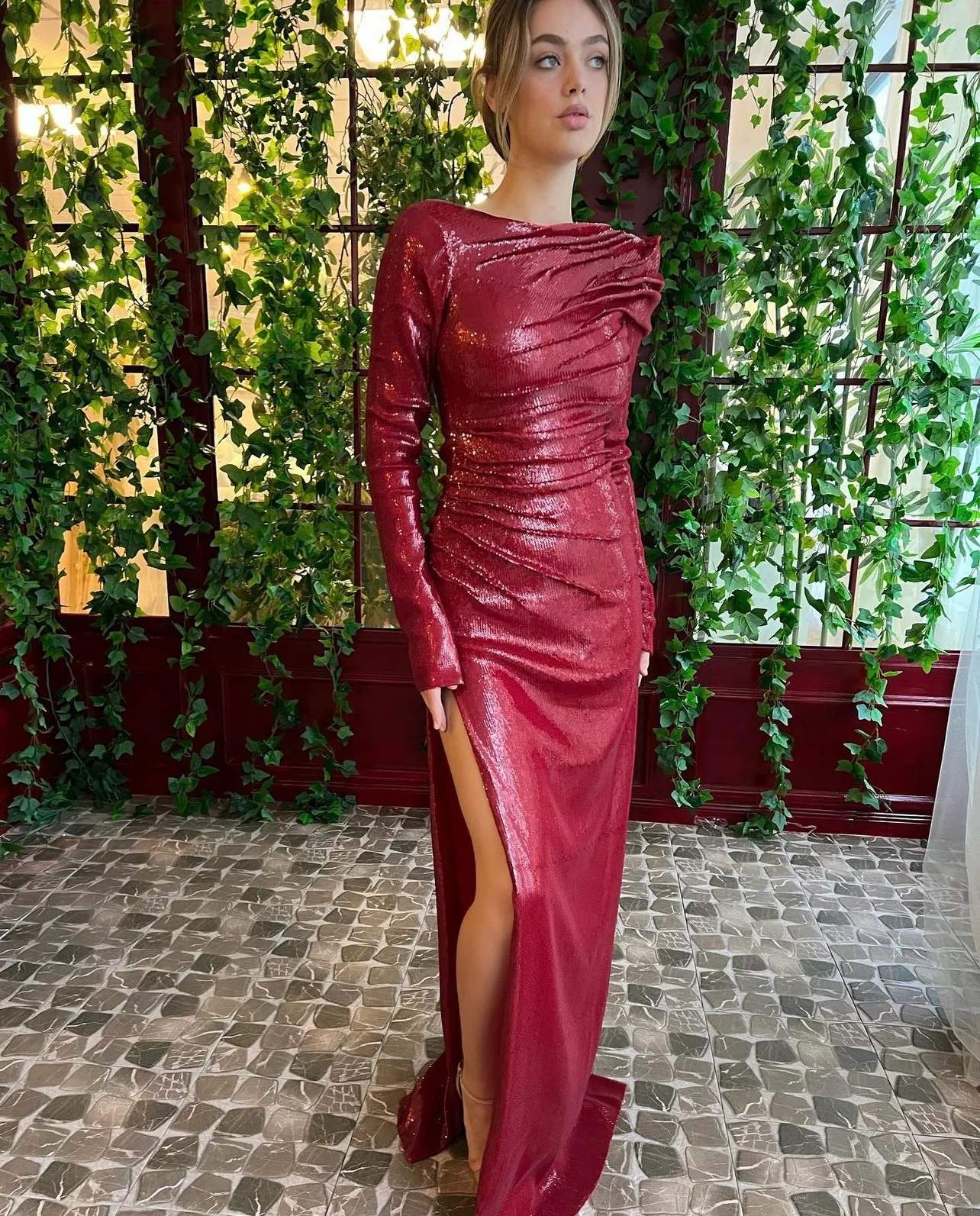 Radiant in Ruby Mermaid Dress - Image 2