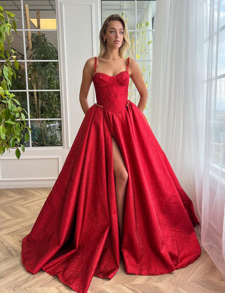 Ruby Luminescence Pleated Gown - Image 2