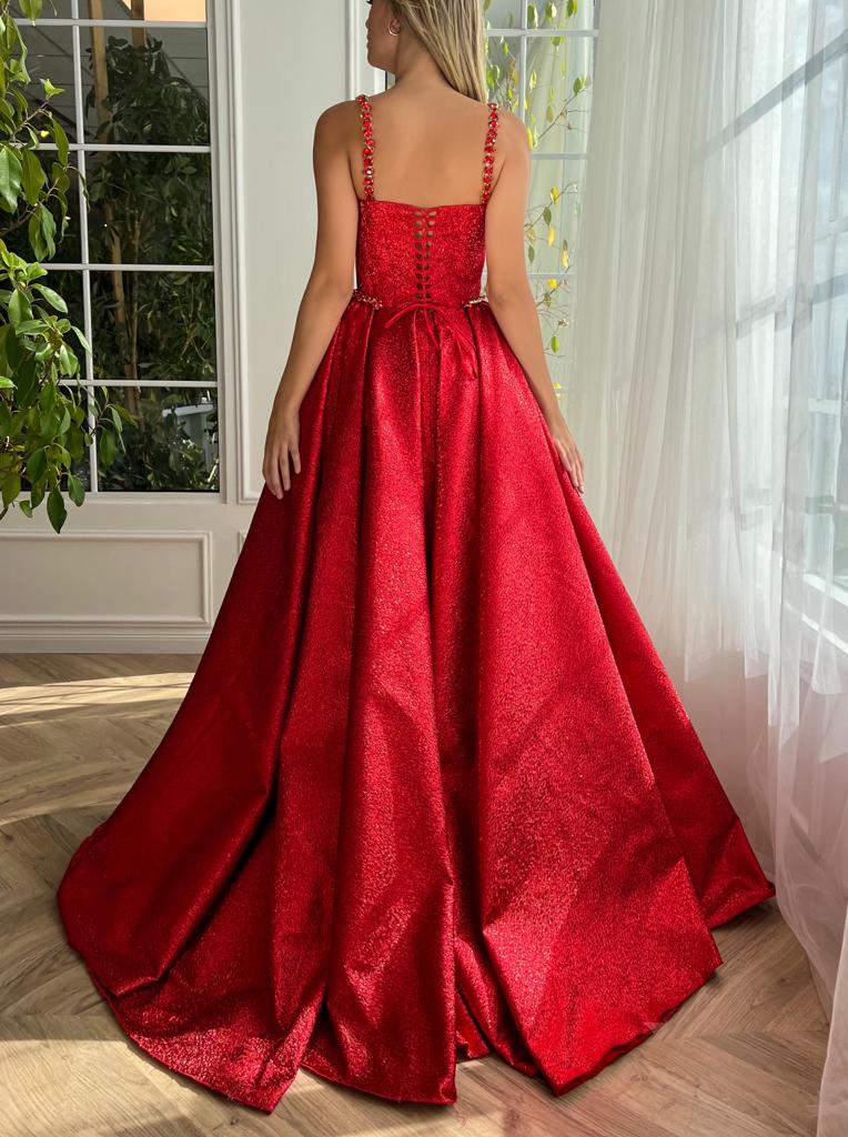 Ruby Luminescence Pleated Gown - Image 5
