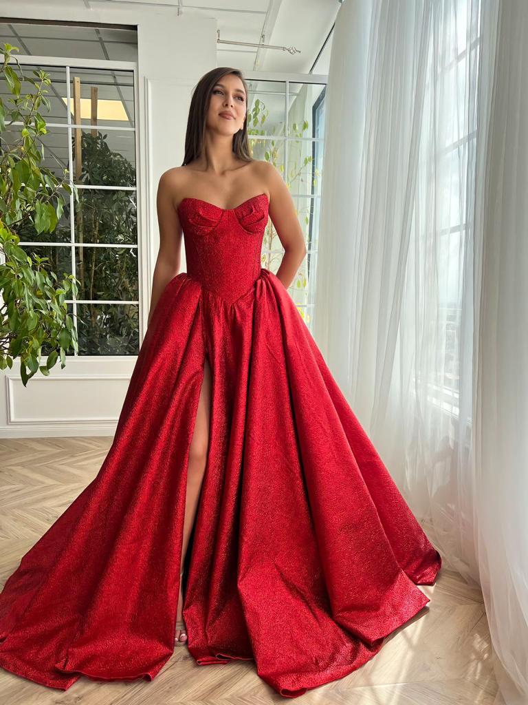 Ruby Luminescence Pleated Gown - Image 6