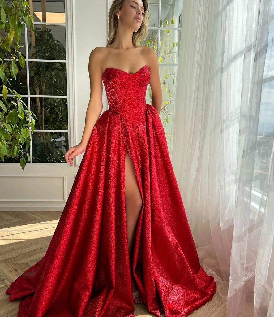 Ruby Luminescence Pleated Gown - Image 7