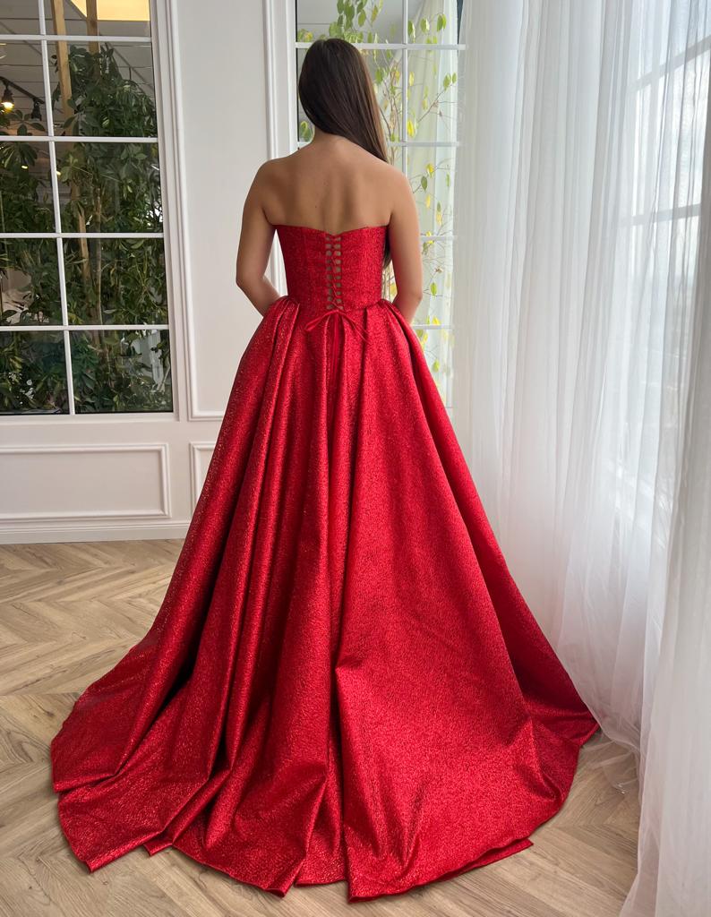 Ruby Luminescence Pleated Gown - Image 8