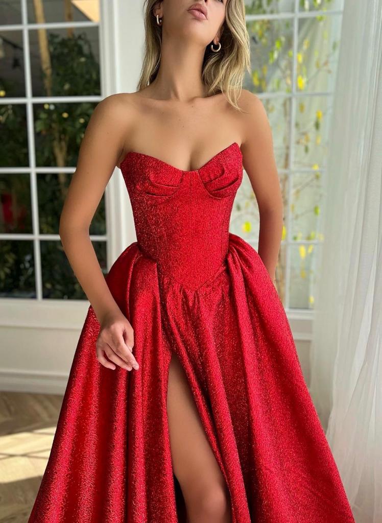 Ruby Luminescence Pleated Gown - Image 9
