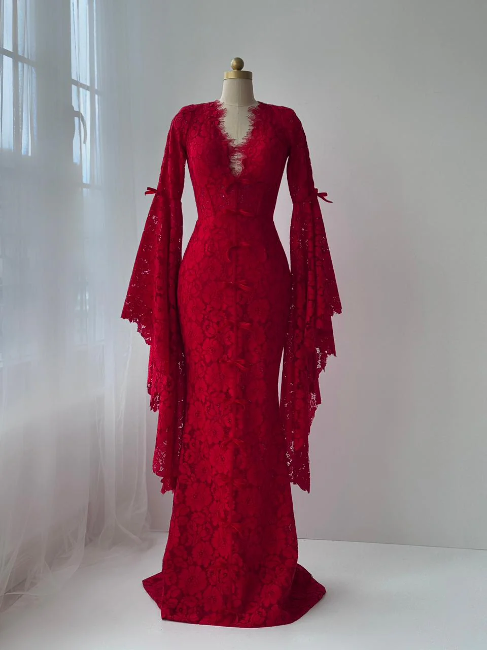 Scarlet Lace Mermaid Gown