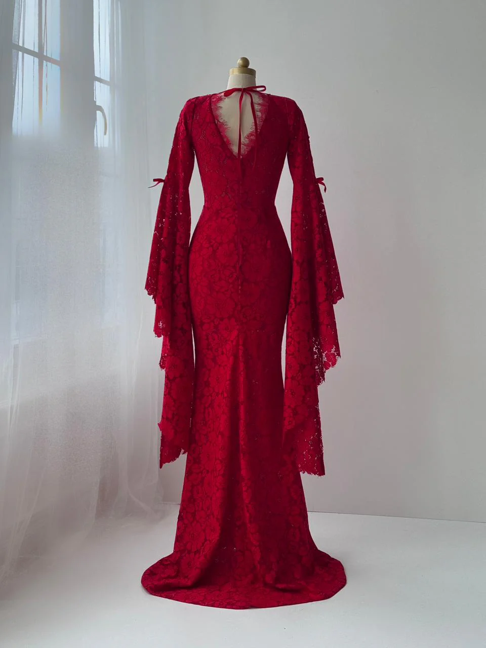 Scarlet Lace Mermaid Gown - Image 4
