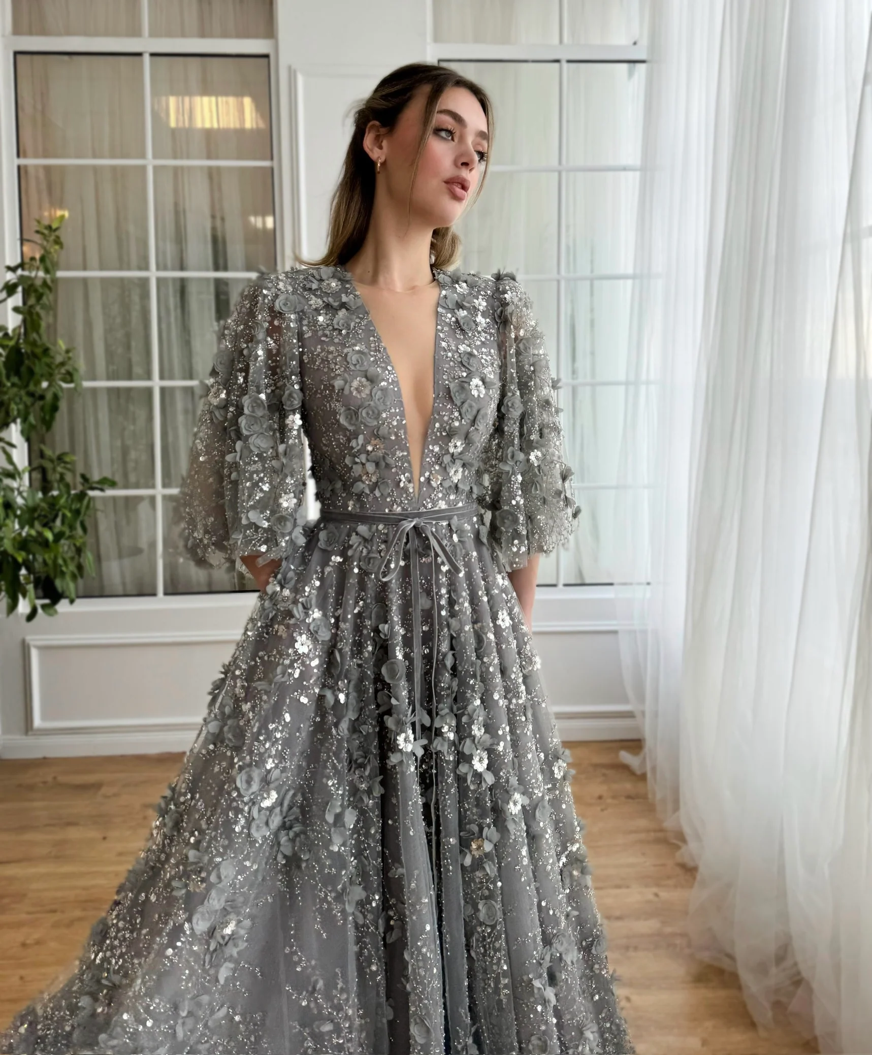 Silver Blossom Gala Gown