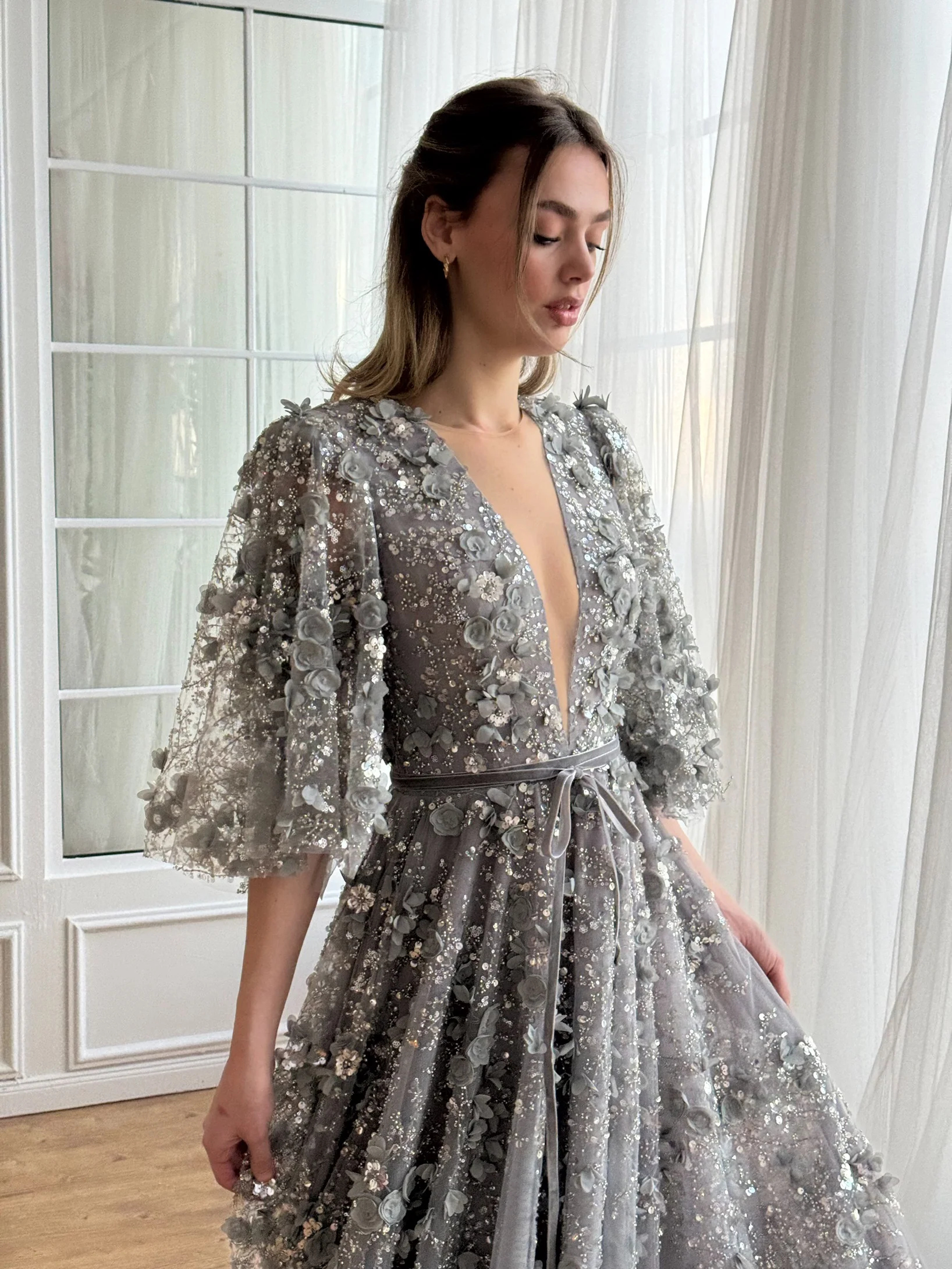 Silver Blossom Gala Gown - Image 4