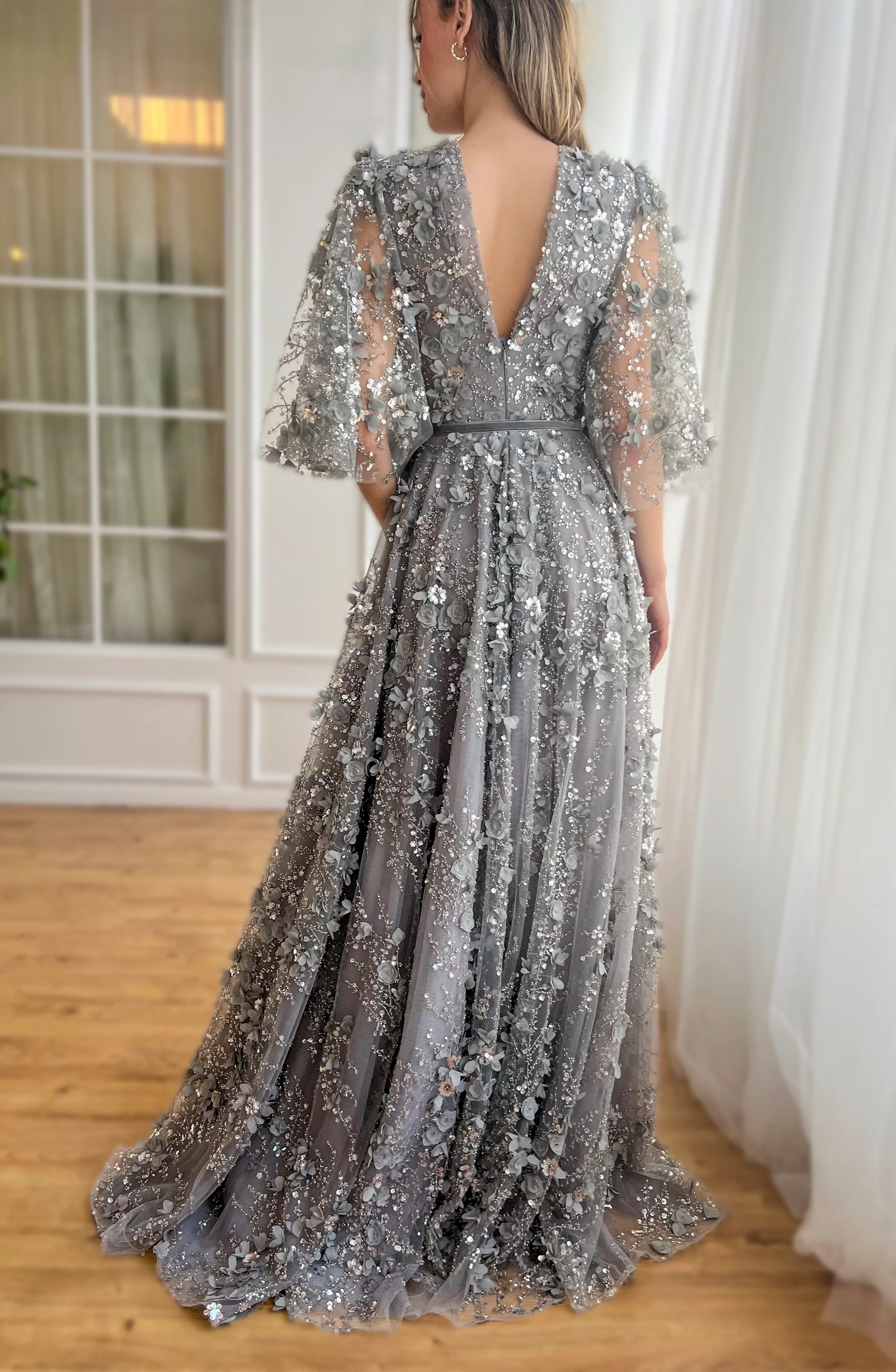 Silver Blossom Gala Gown - Image 5