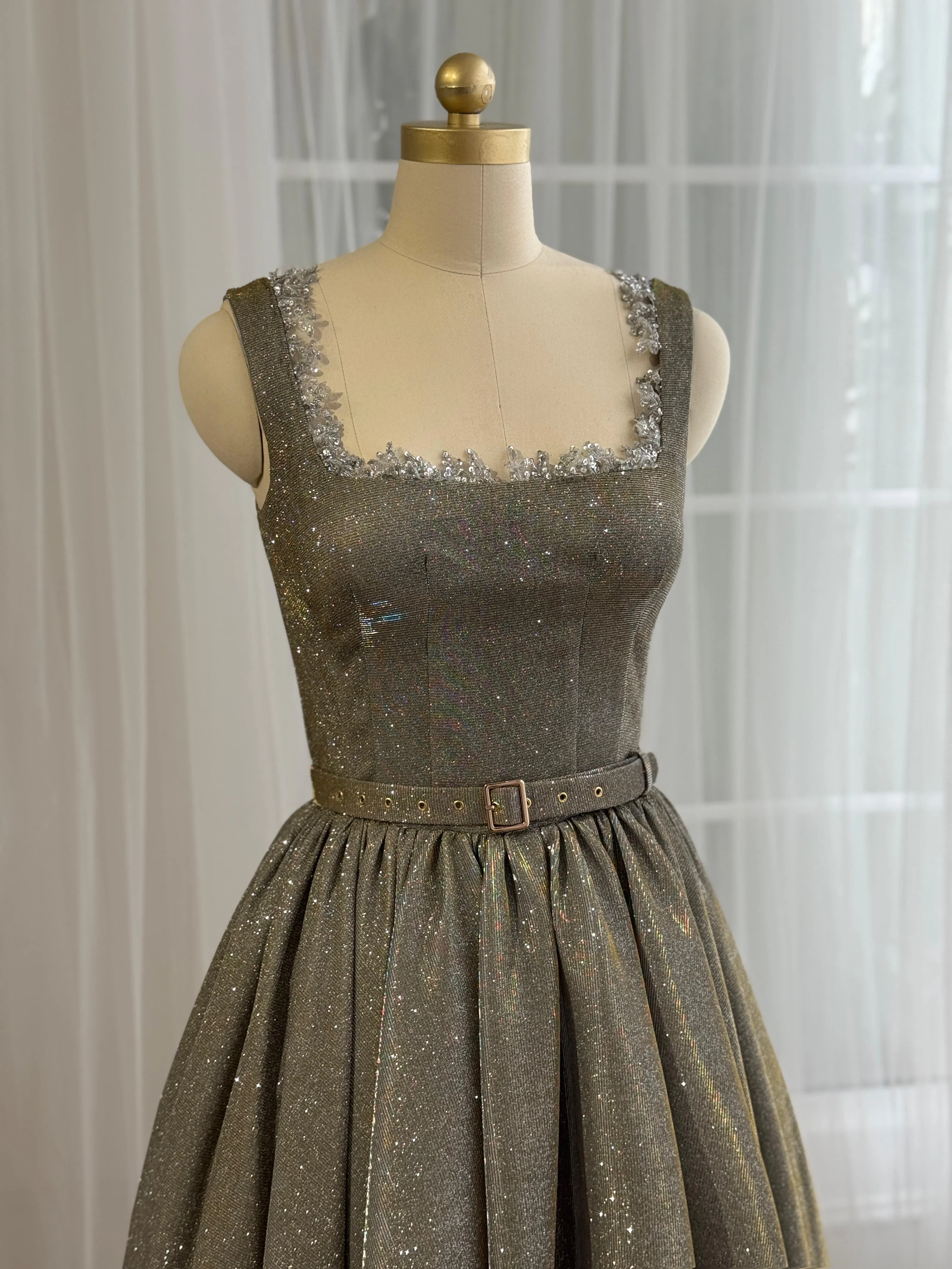 Silver Shimmer Midi Dress - Image 2