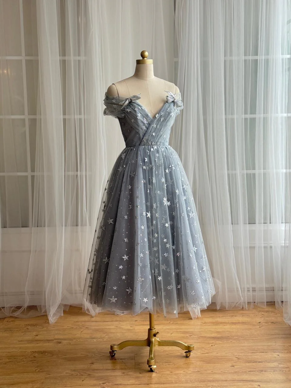 Silver Starry Midi Dress
