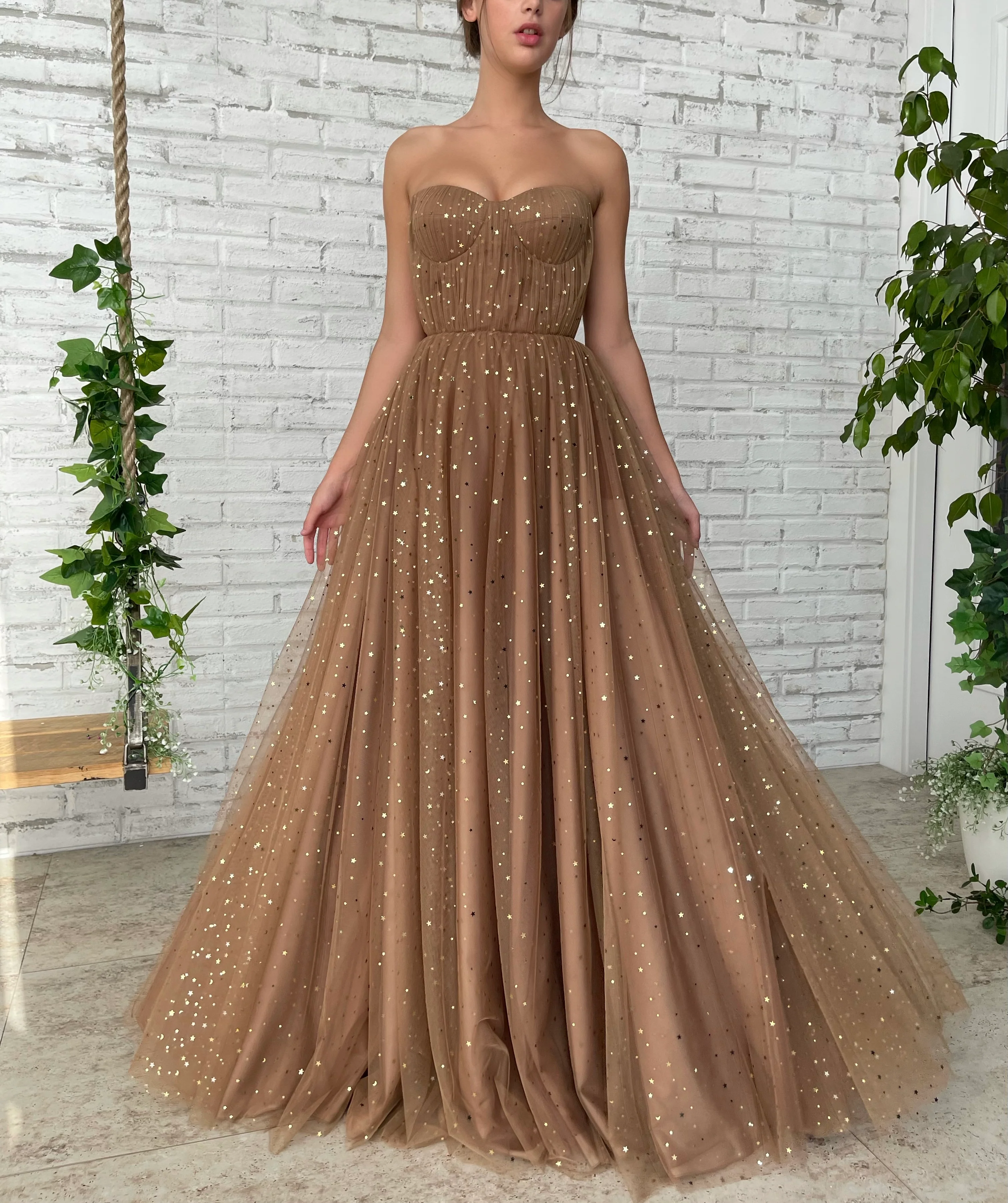 Starry Mocha Cape Gown - Image 10