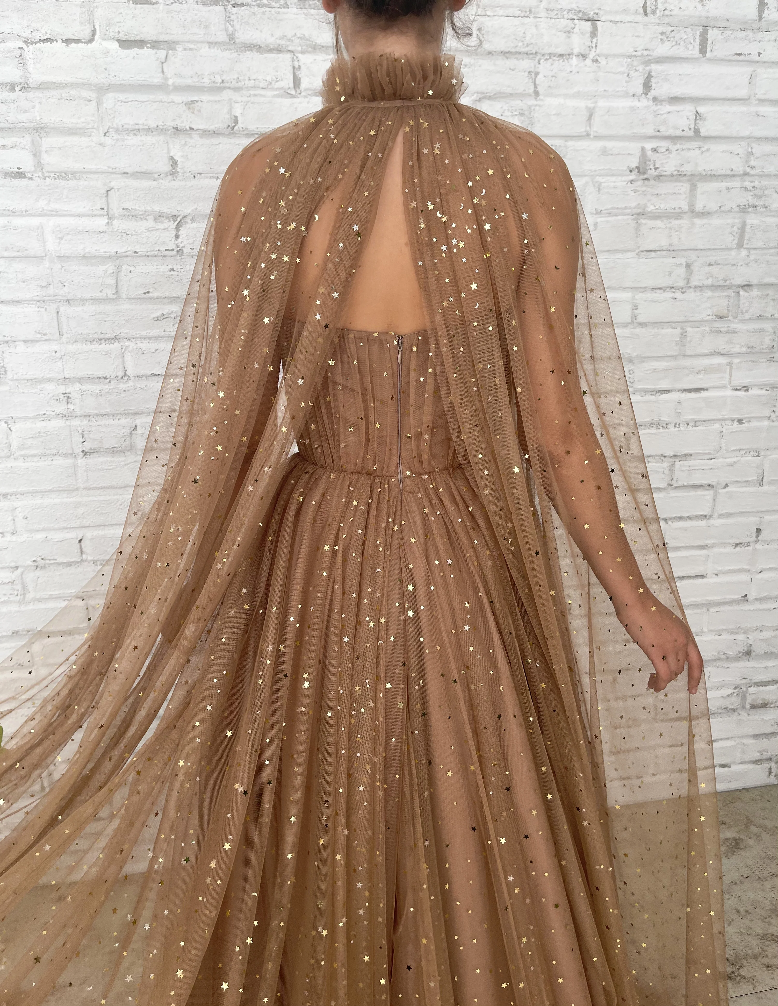 Starry Mocha Cape Gown - Image 4