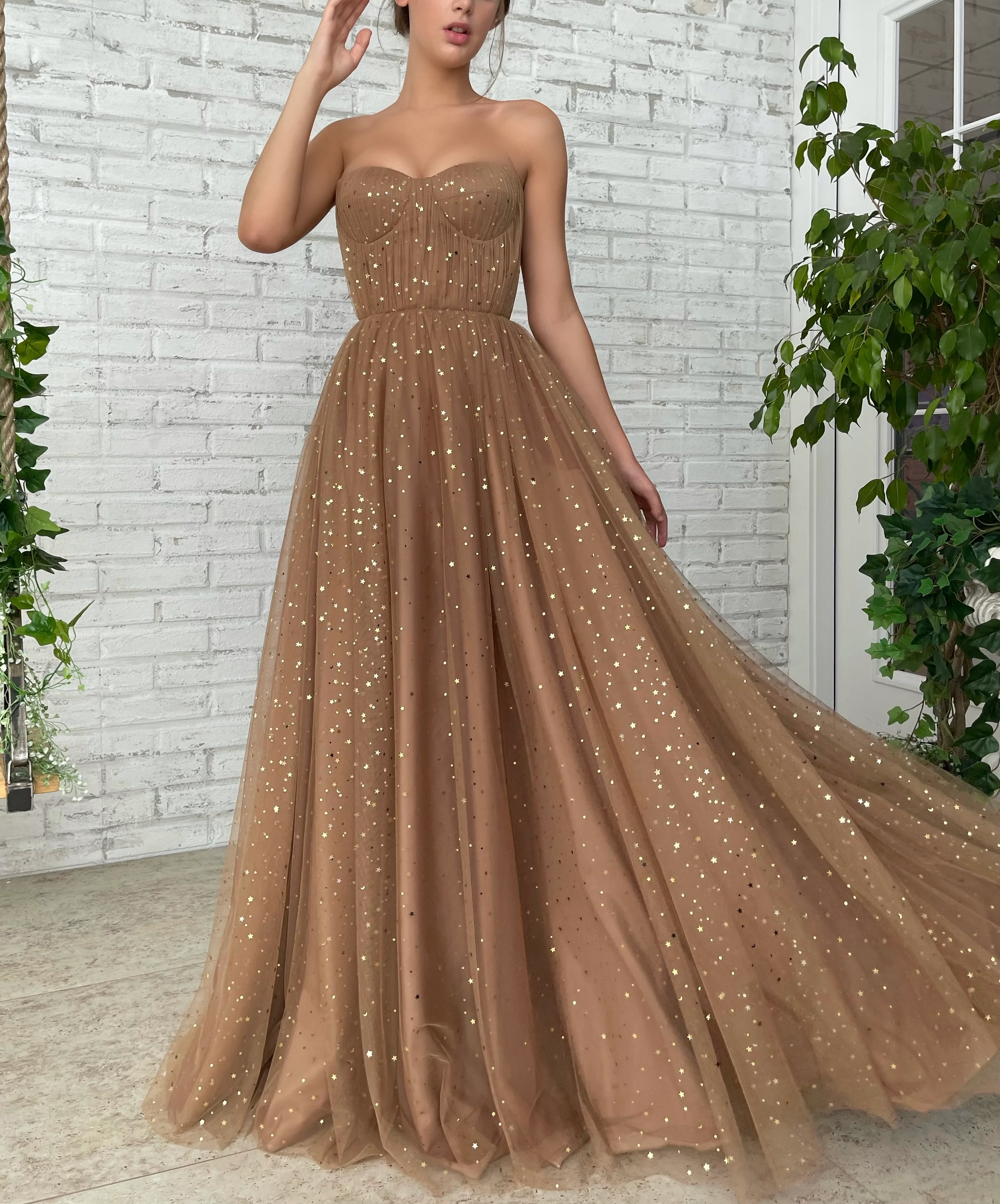 Starry Mocha Cape Gown - Image 7