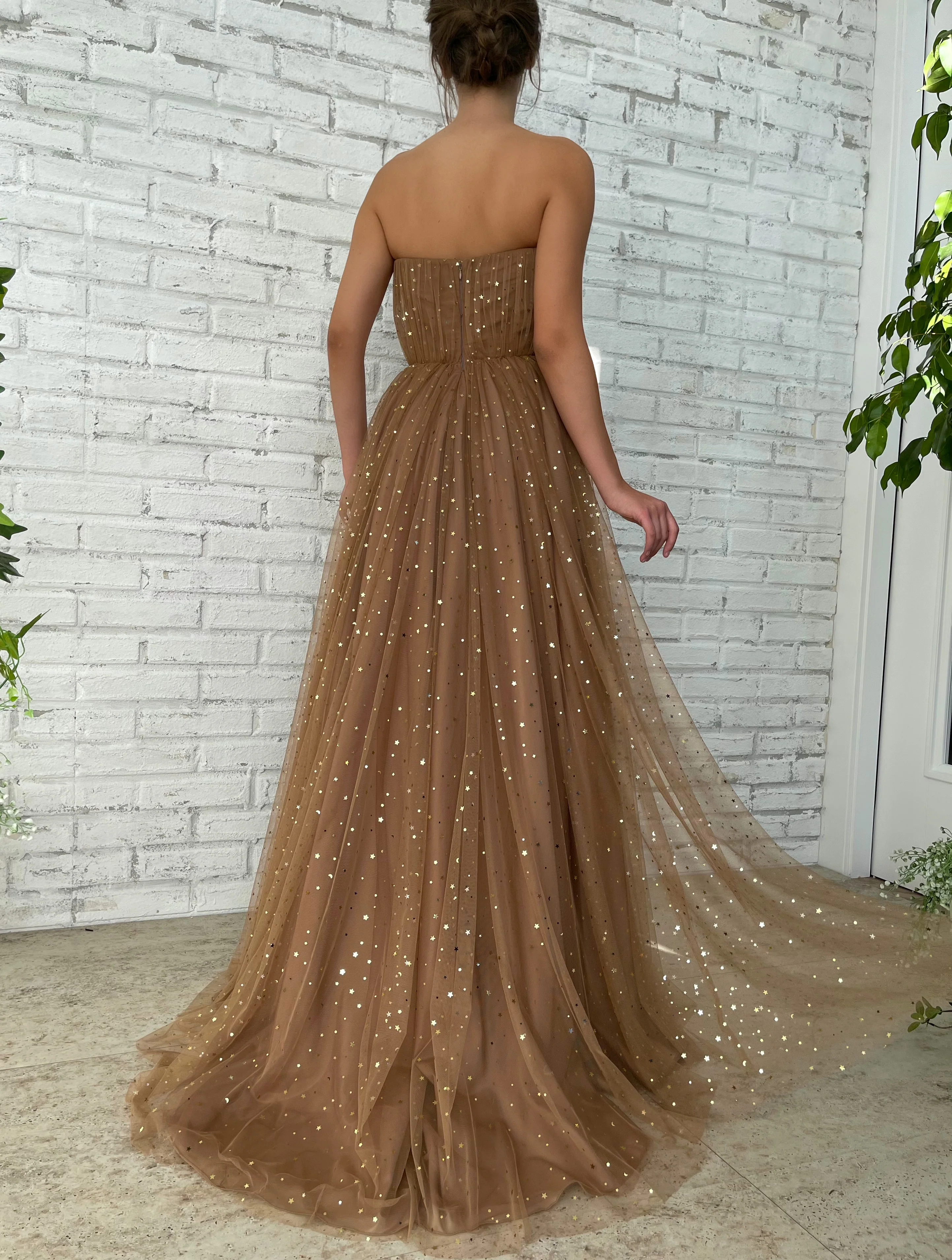 Starry Mocha Cape Gown - Image 9