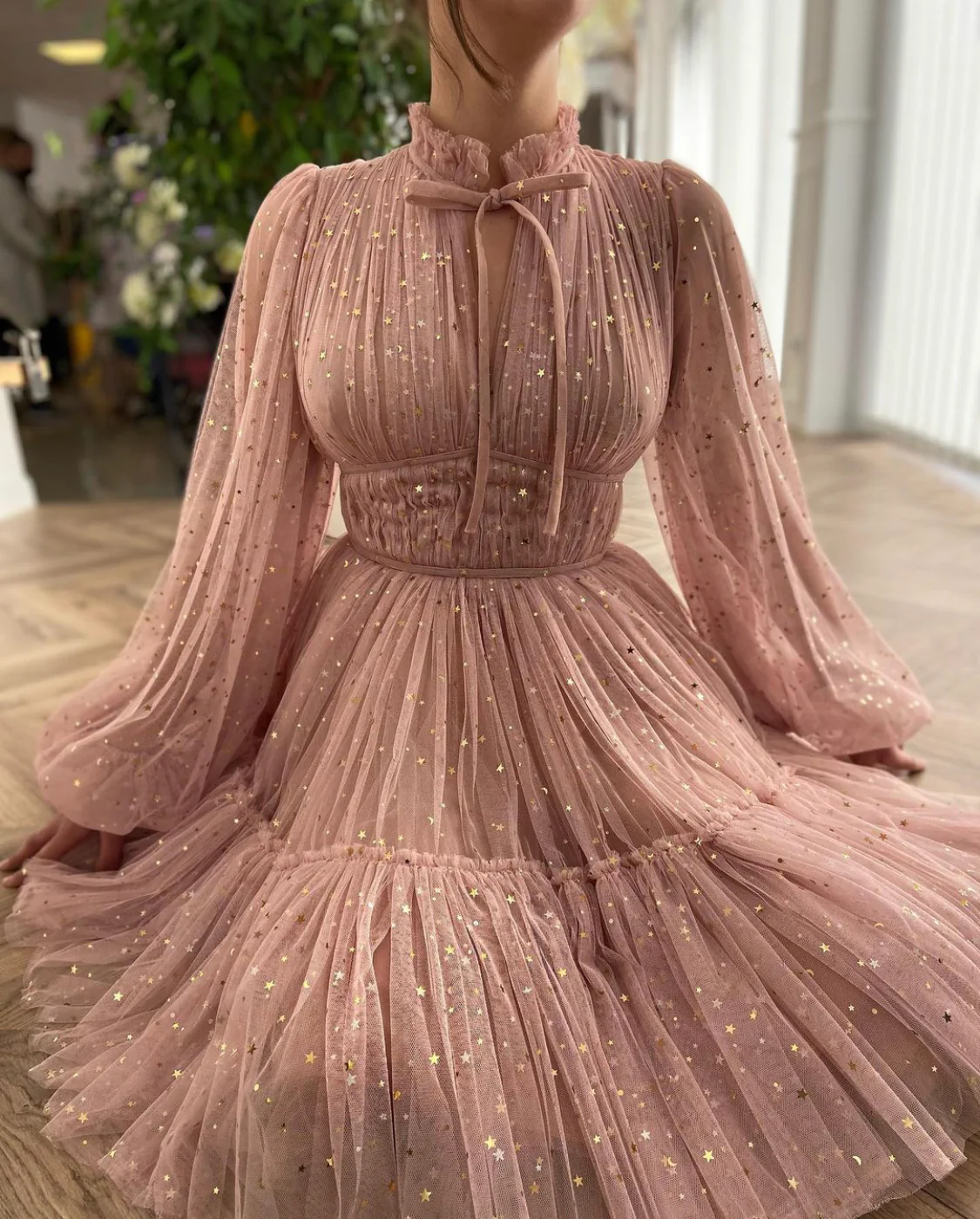 Starry Pastel Pink Mini Dress