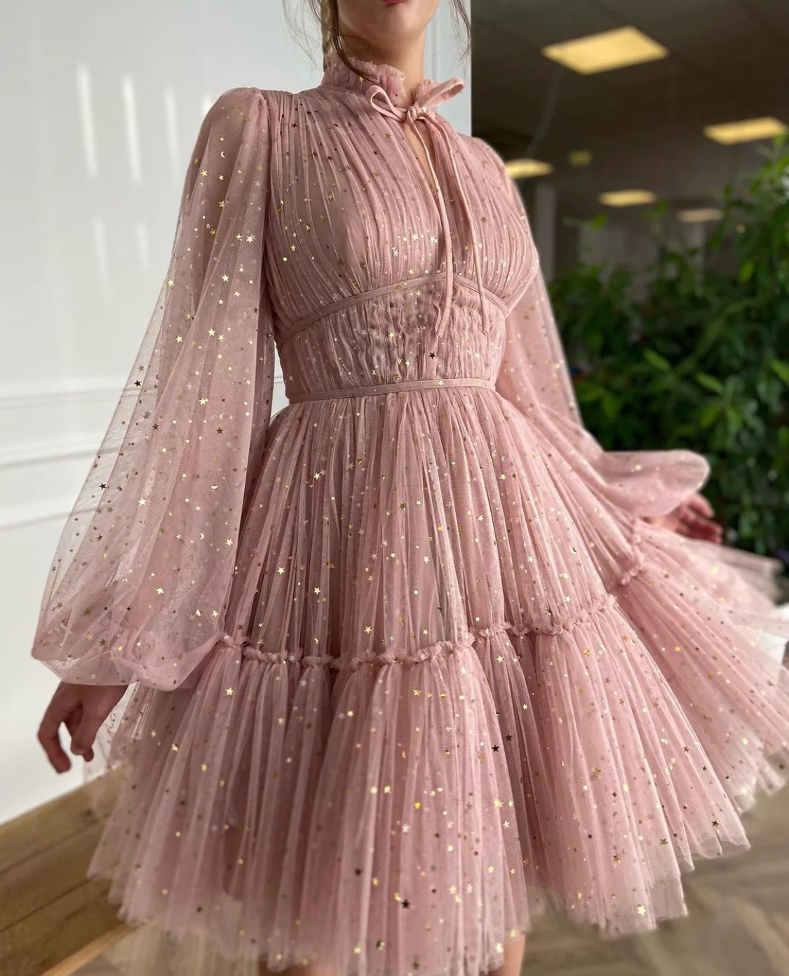 Starry Pastel Pink Mini Dress - Image 2