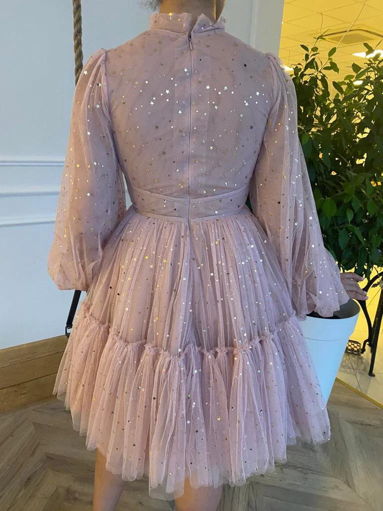 Starry Pastel Pink Mini Dress - Image 3