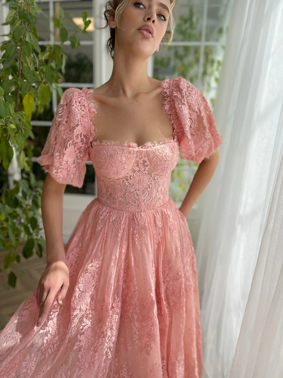Sweet Petunia Puffed Midi Dress - Image 2