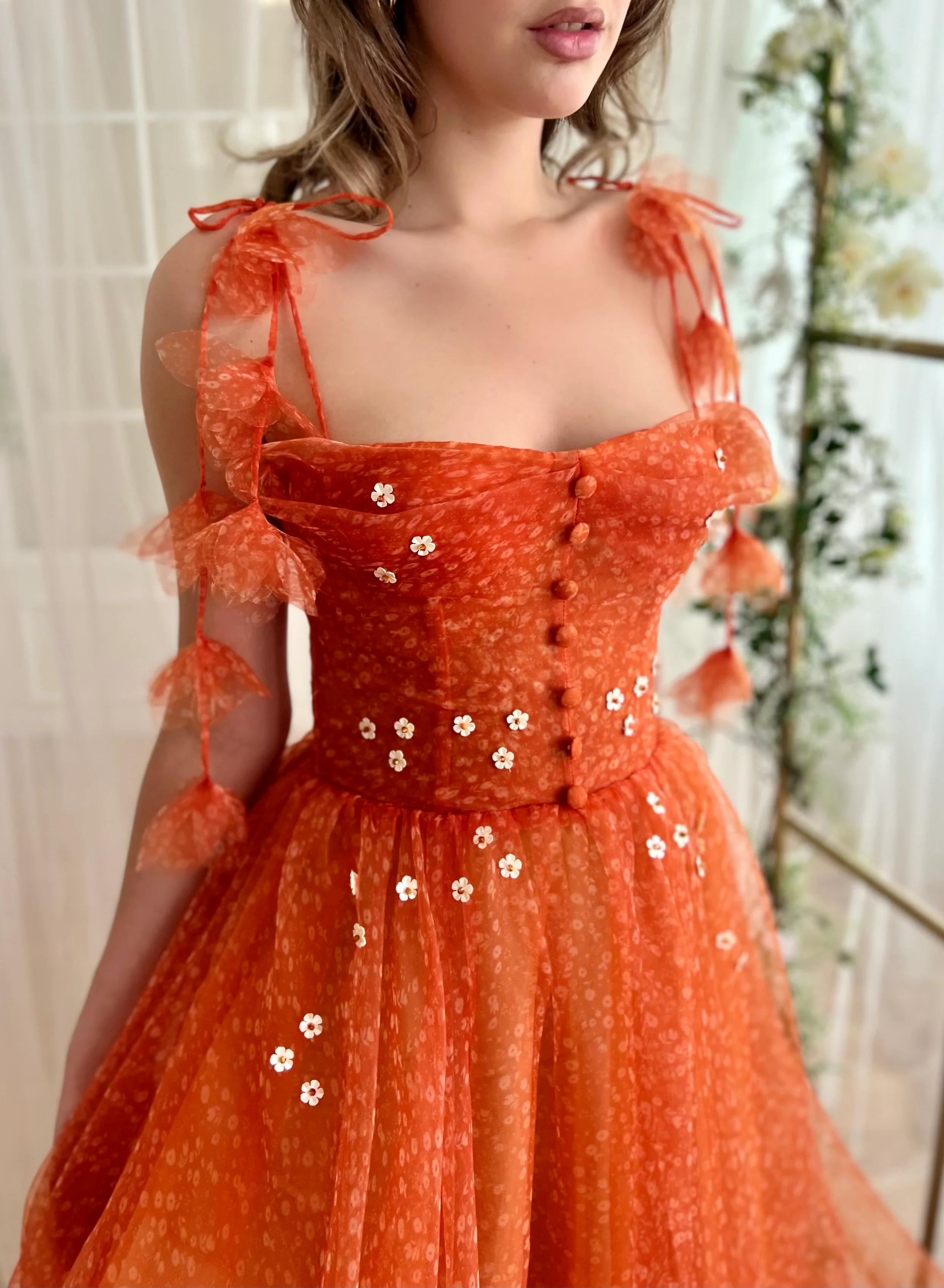 Tangerine Flair Midi Dress - Image 3
