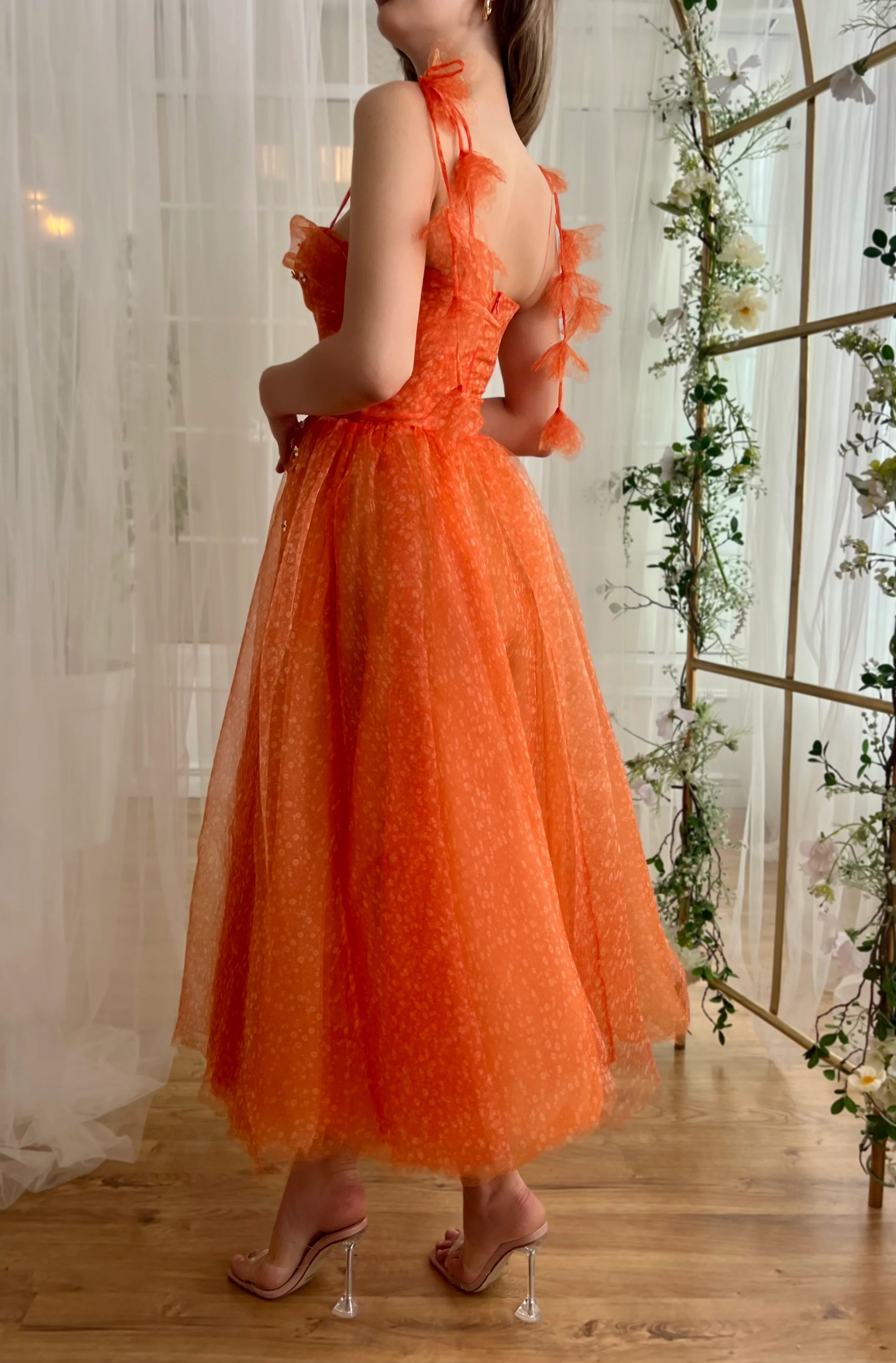 Tangerine Flair Midi Dress - Image 6