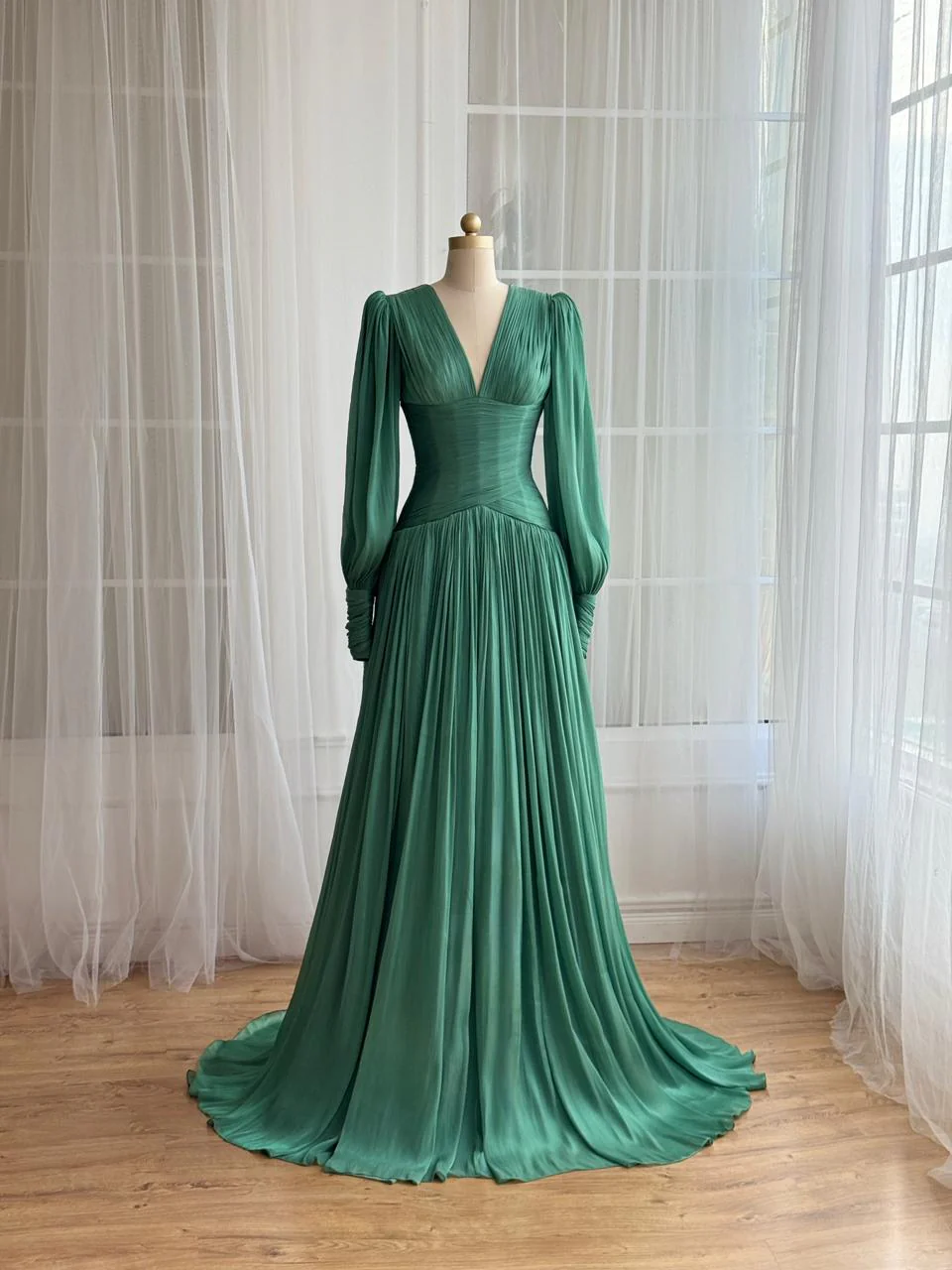 Teal Draped Gown