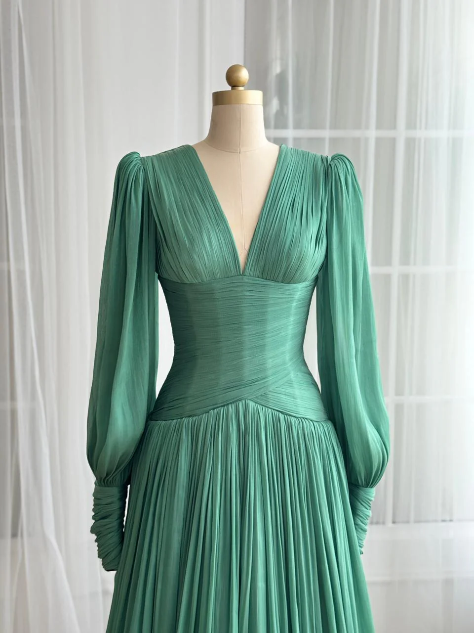 Teal Draped Gown - Image 2