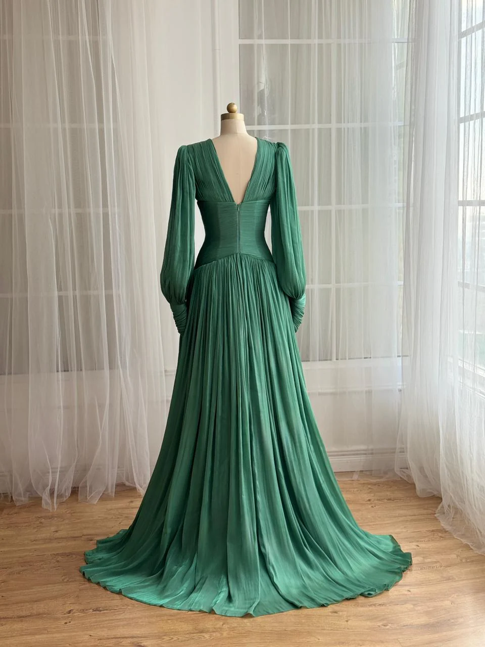Teal Draped Gown - Image 4