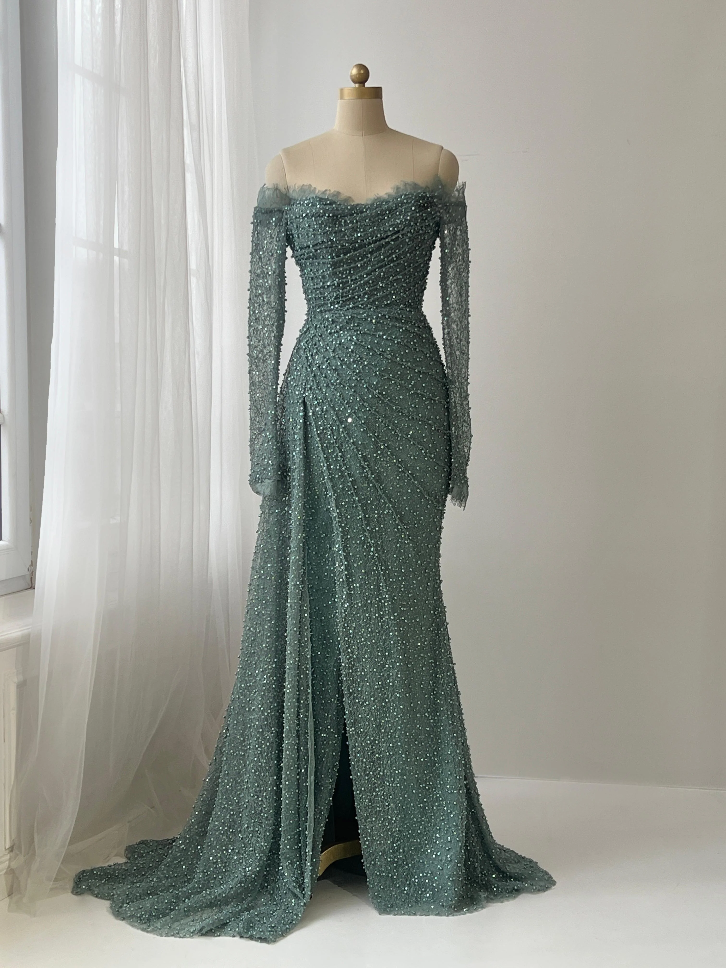 Teal Mist Mermaid Gown