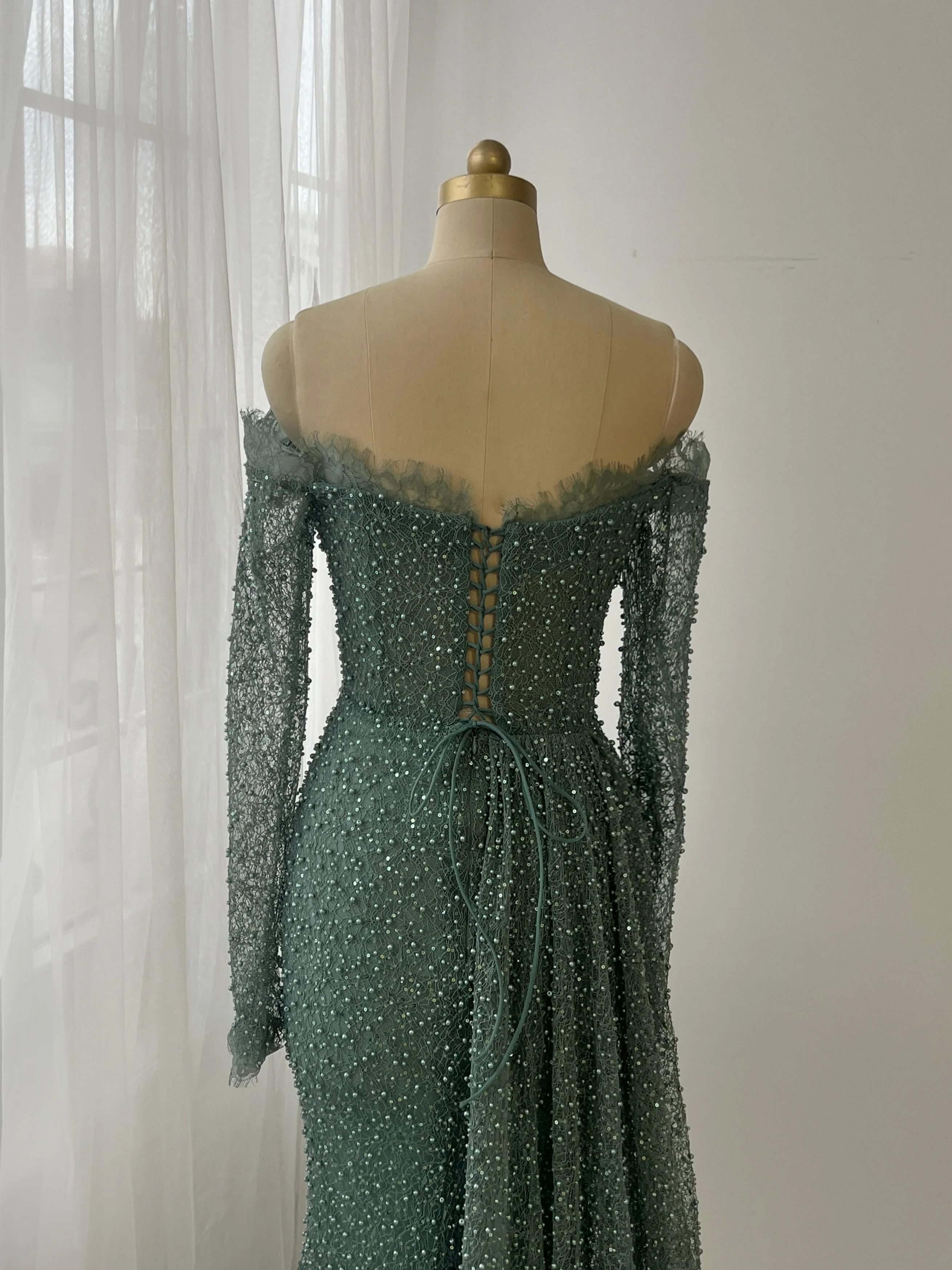 Teal Mist Mermaid Gown - Image 3